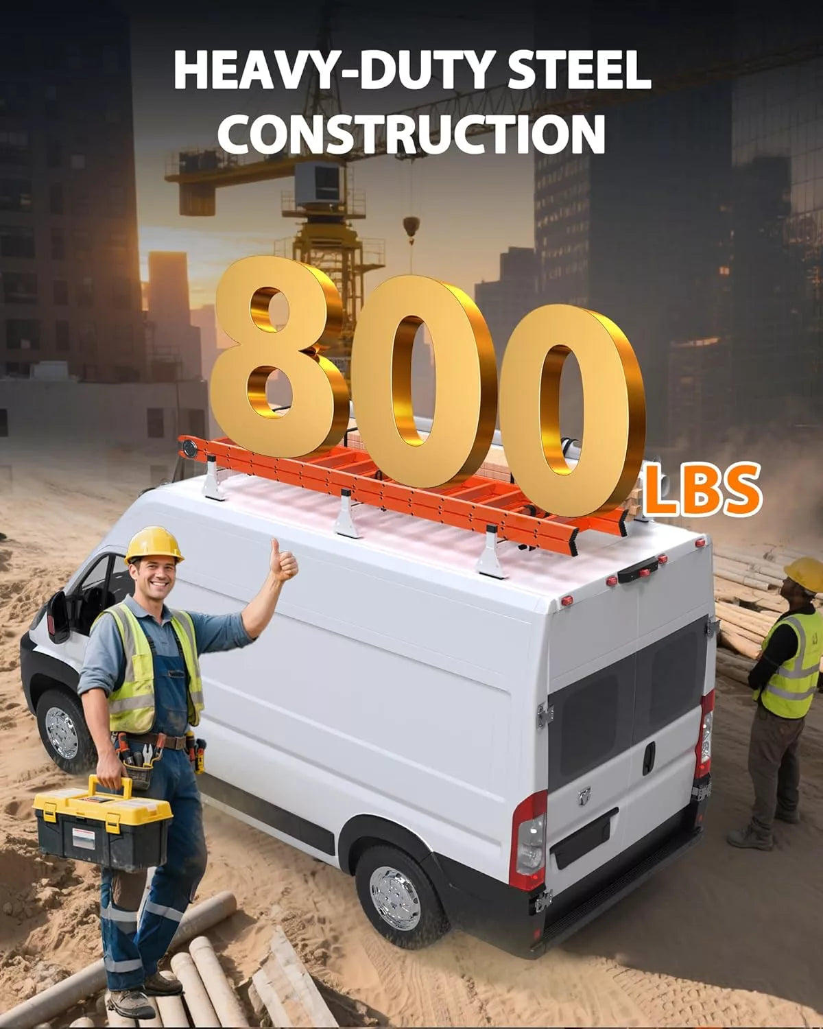 Melipron Van Roof Ladder Racks Fit for RAM ProMaster 2013-On-2