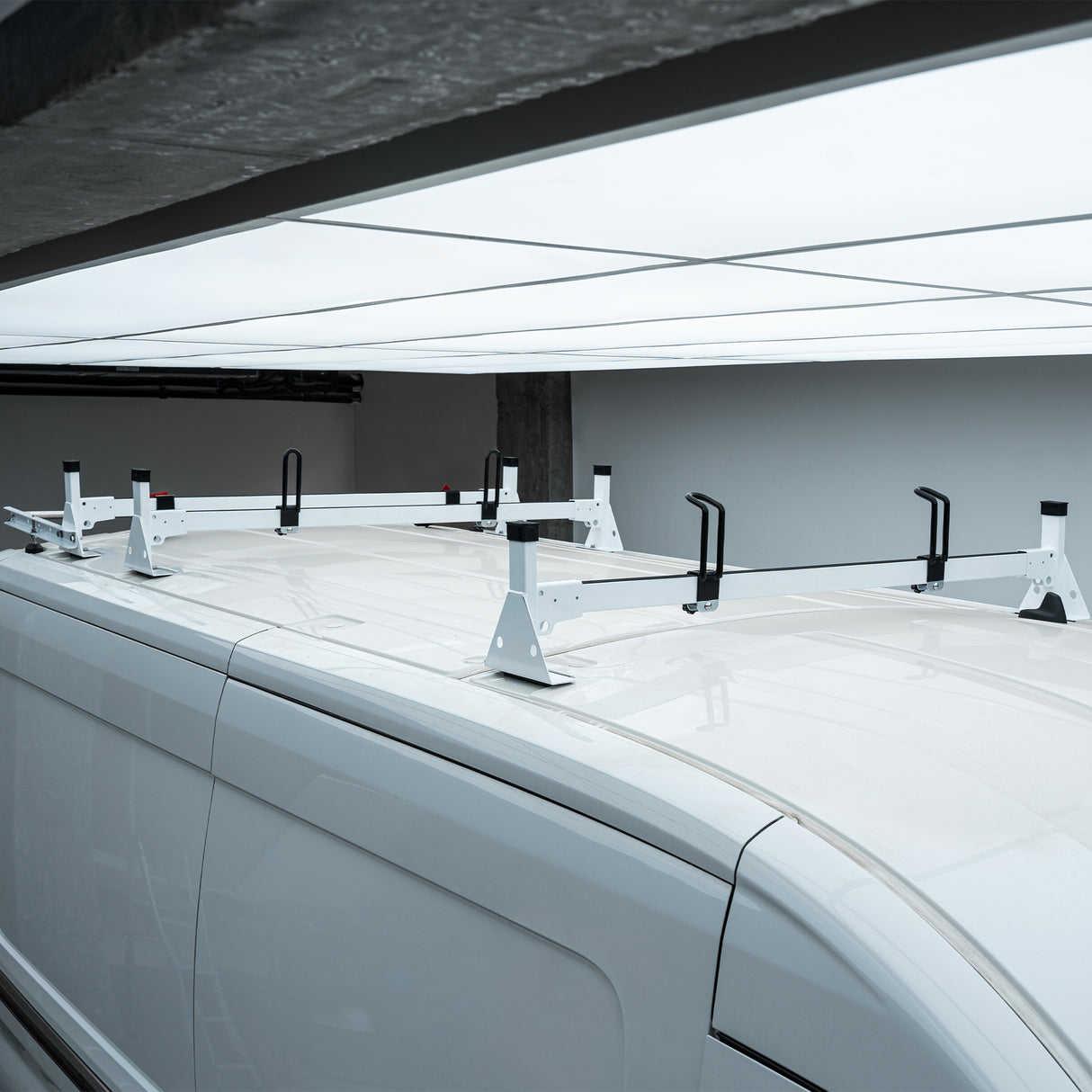 Melipron Van Roof Ladder Racks with Rear Cargo Roller for Ford Transit 150 250 350