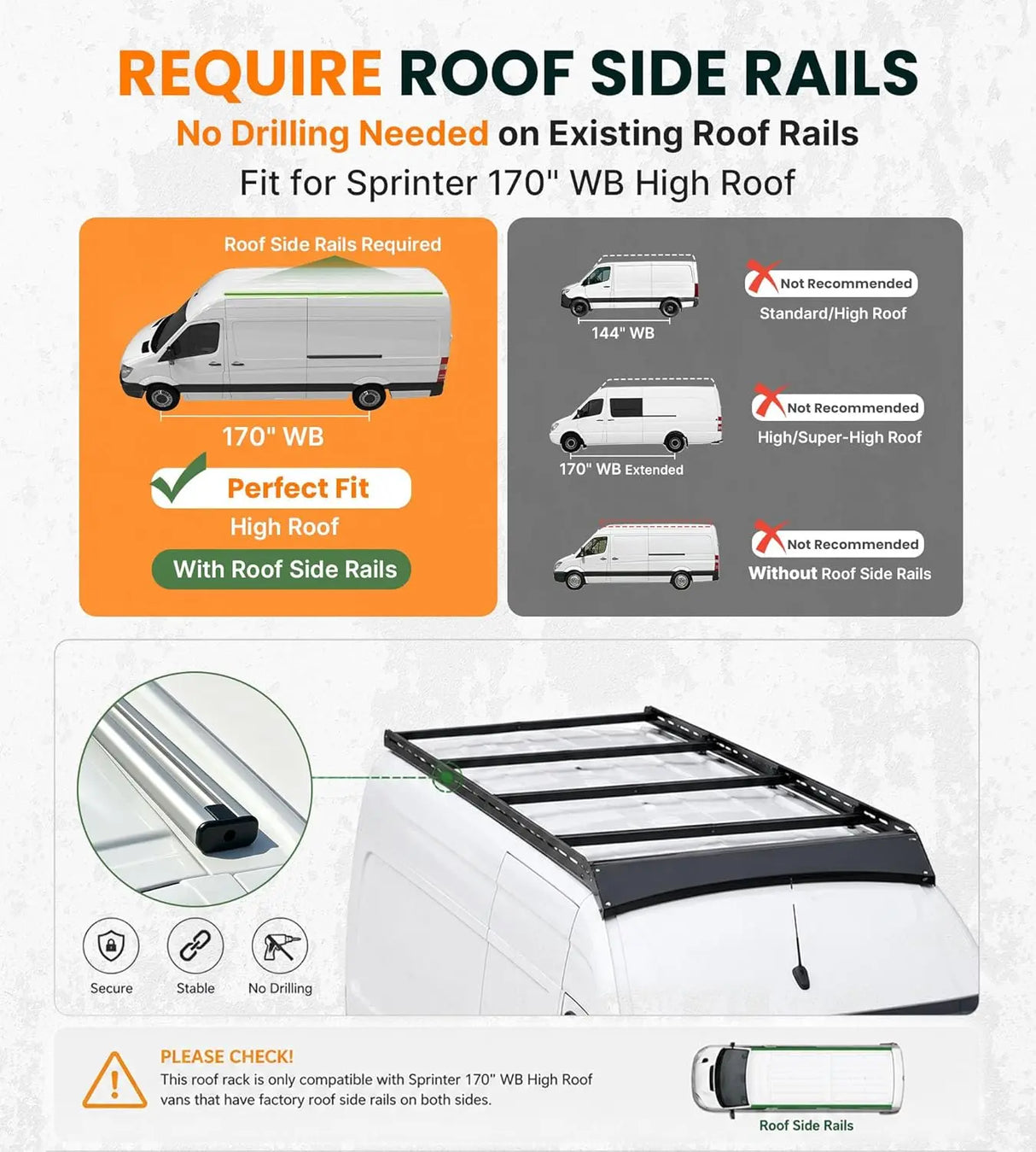 Melipron Aluminum Van Roof Rack for 2007-2026 Mercedes-Benz Sprinter 170" High Roof -2