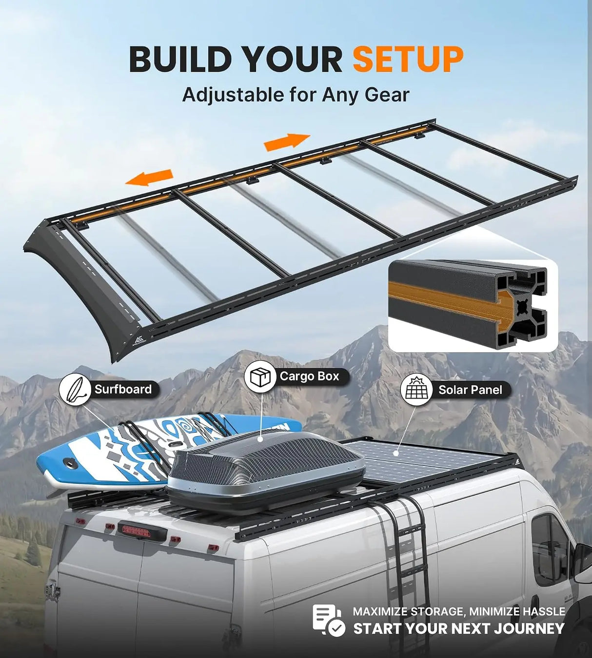 Melipron Aluminum Van Roof Rack for RAM ProMaster 159" High Roof