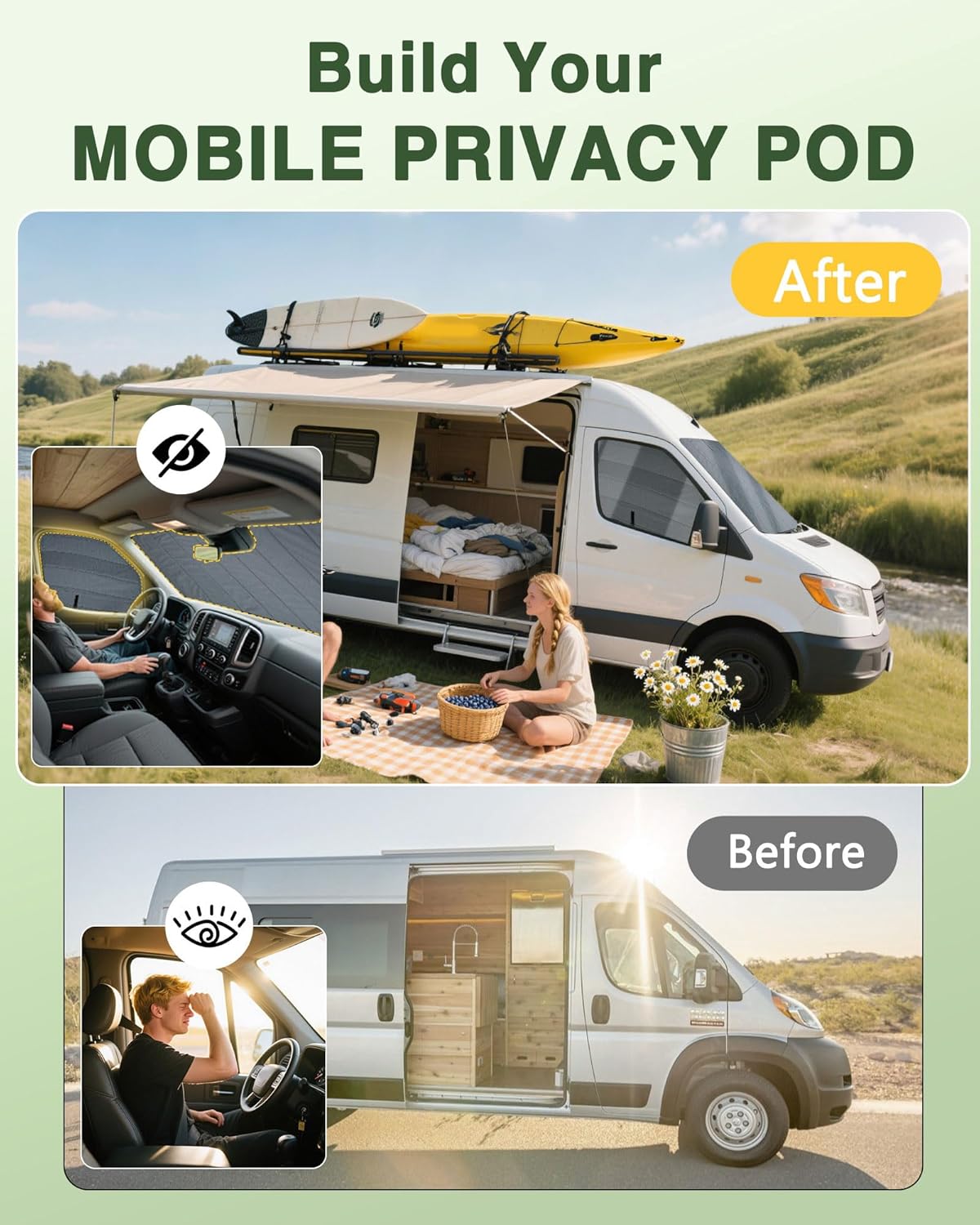 Insulated Blackout Van Windshield Covers for RAM Promaster - MELIPRON