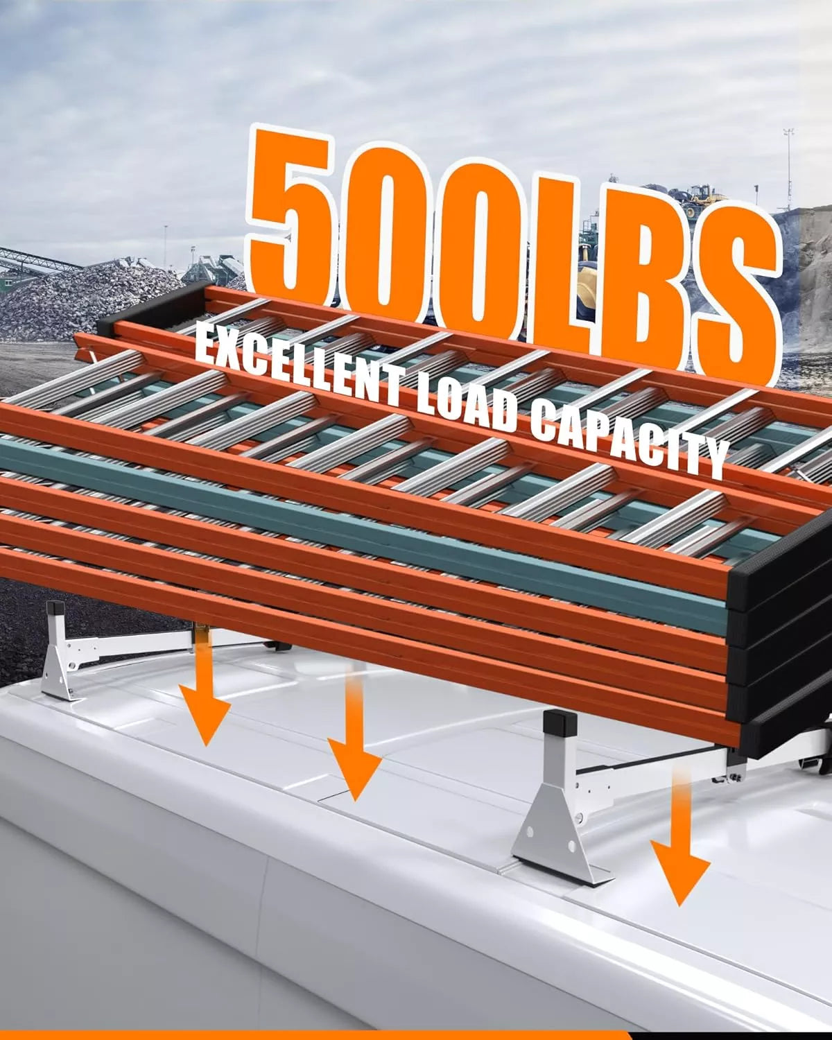 Melipron 2 Crossbars Van Roof Ladder Racks-4