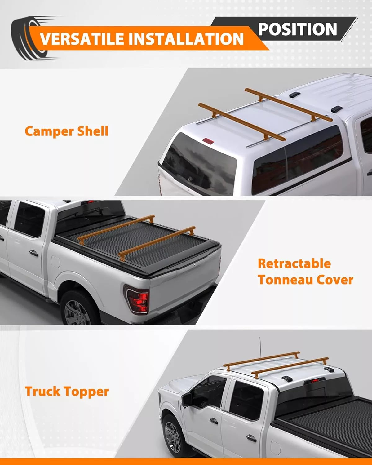 Melipron Aluminum Truck Topper Rack for Trailer Van Pickup-7