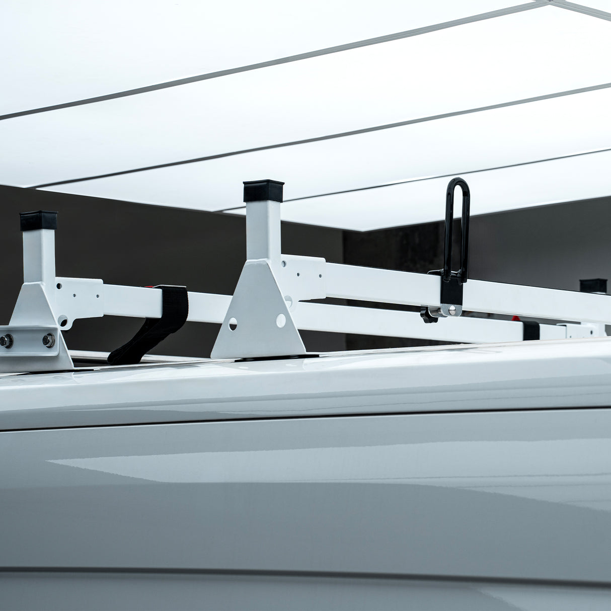 Melipron Van Roof Ladder Racks with Rear Cargo Roller for Ford Transit 150 250 350