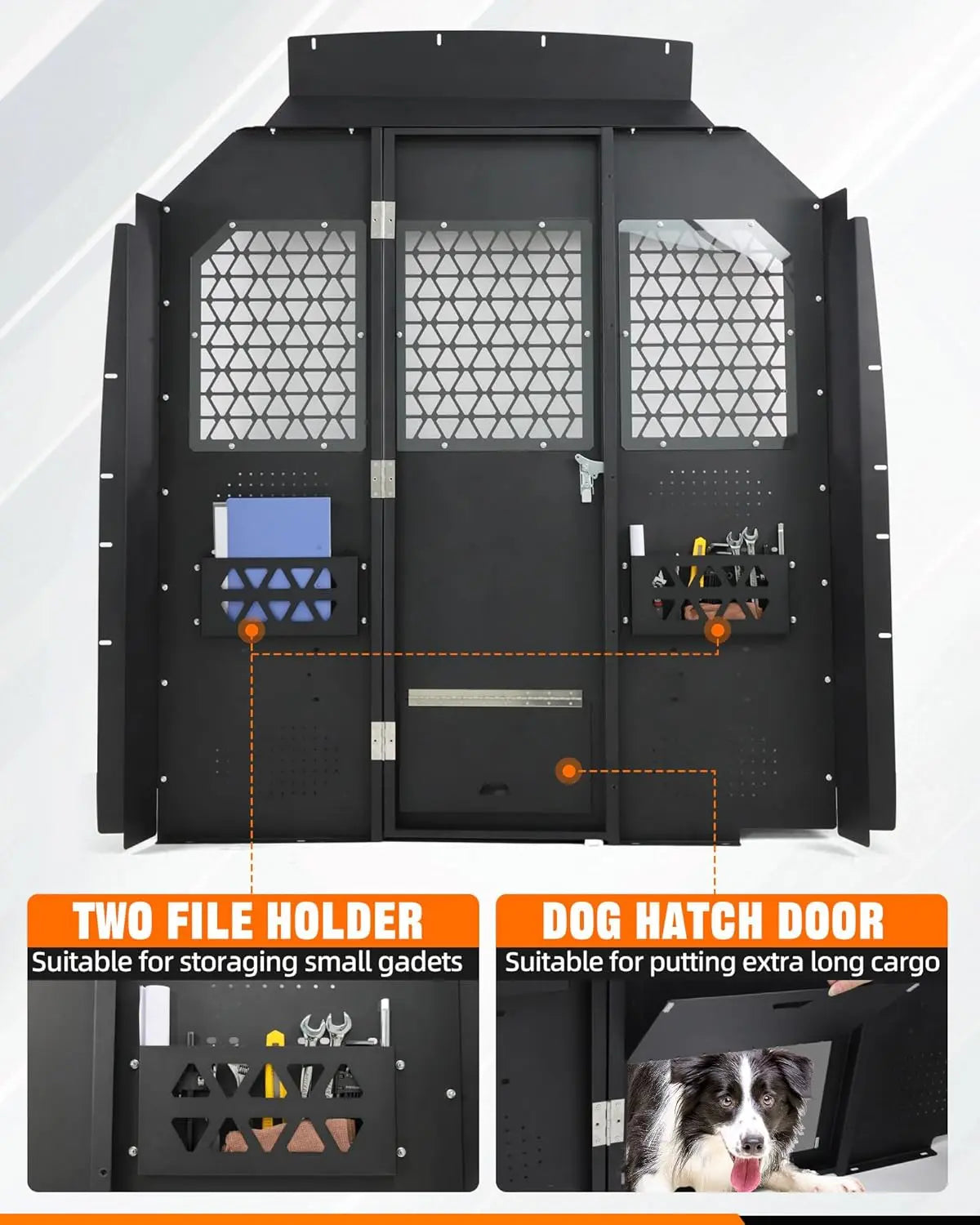 MELIPRON Van Partition Bulkhead Fit for Ford Transit 150 250 350 High Roof with Door Handle