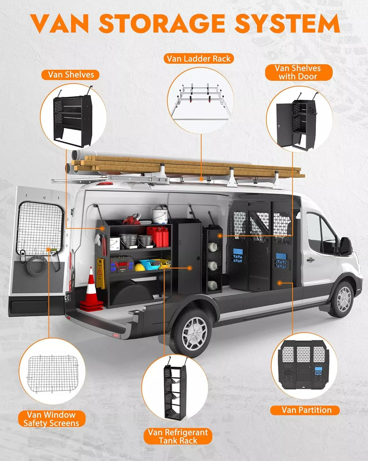Melipron 46" H x 13" D Steel Cargo Van Shelving Storage-5