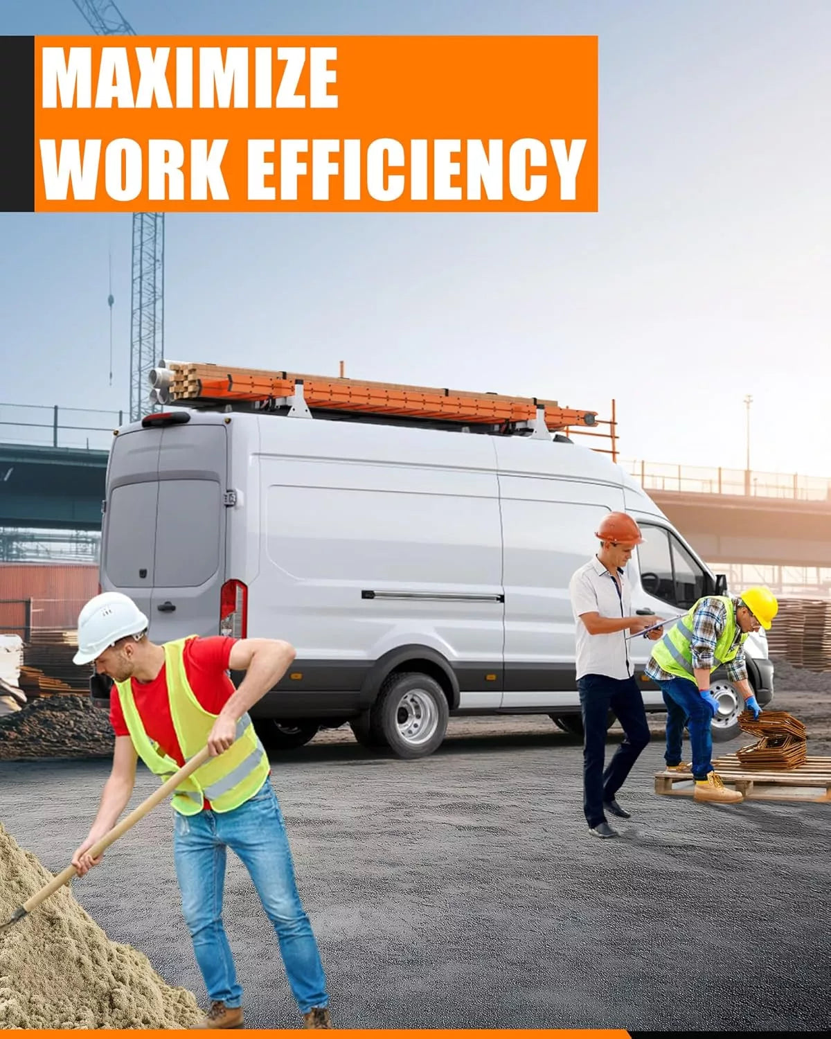 Melipron 2 Crossbars Van Roof Ladder Racks-5