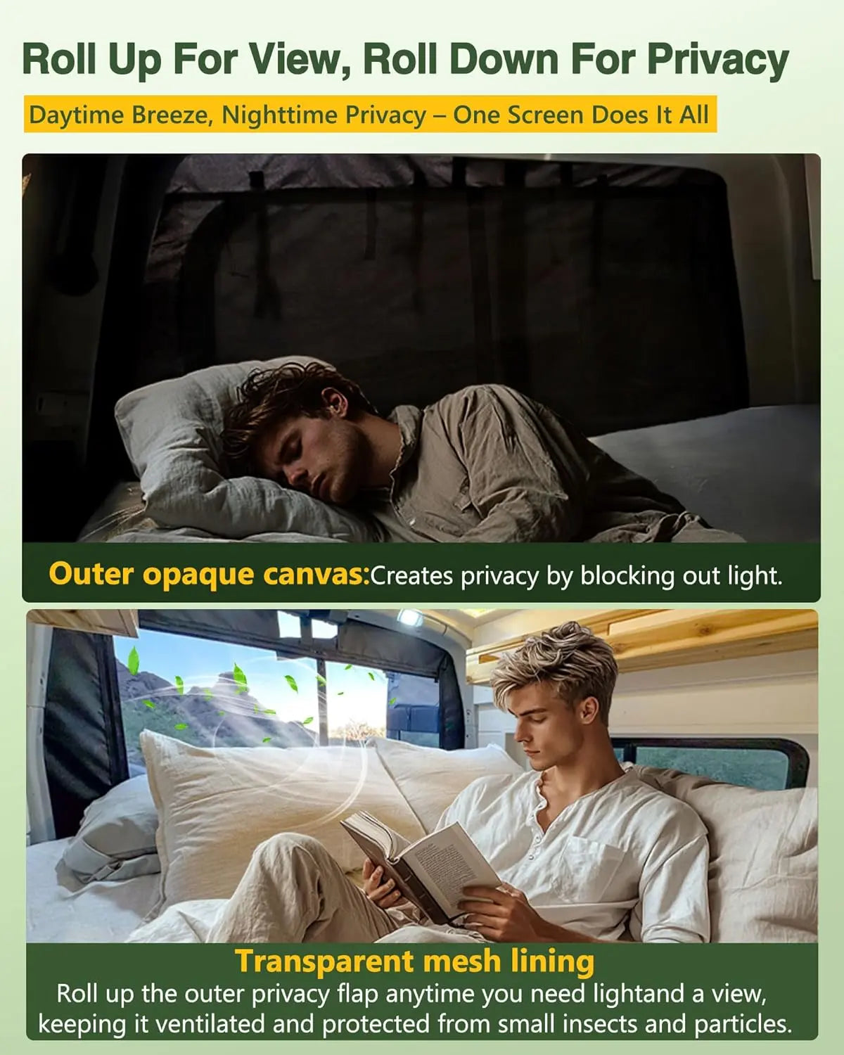 MELIPRON Van Bug Screen Fit for Mercedes-Benz Sprinter Rear Door High Roof 2007- On (VS30 & NCV3)