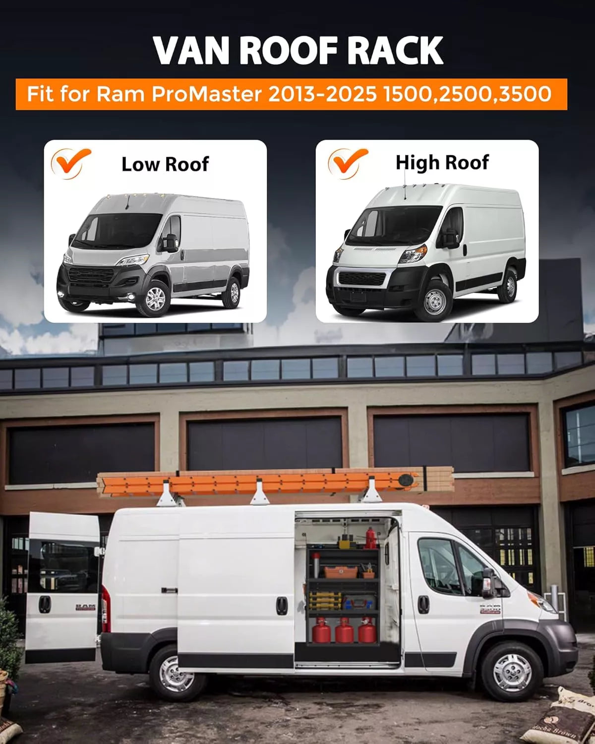 Melipron Van Roof Ladder Racks Fit for RAM ProMaster 2013-On-6