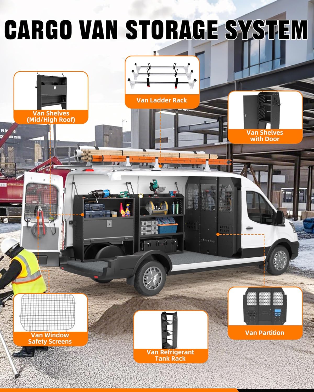 46" H x 13" D Steel Cargo Van Shelving Storage with Door-7