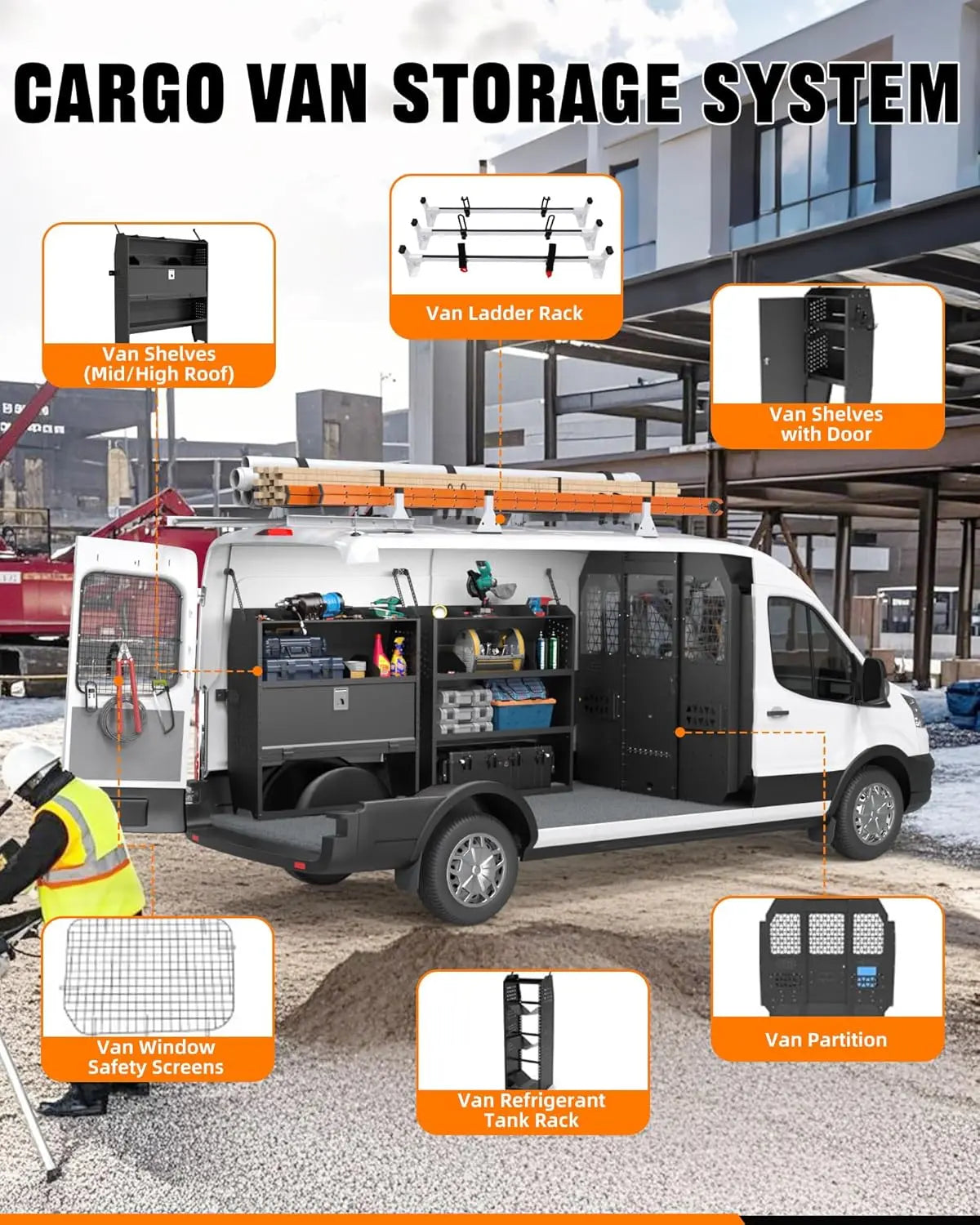 Cargo Van Shelves with Lockable Door Kits-7