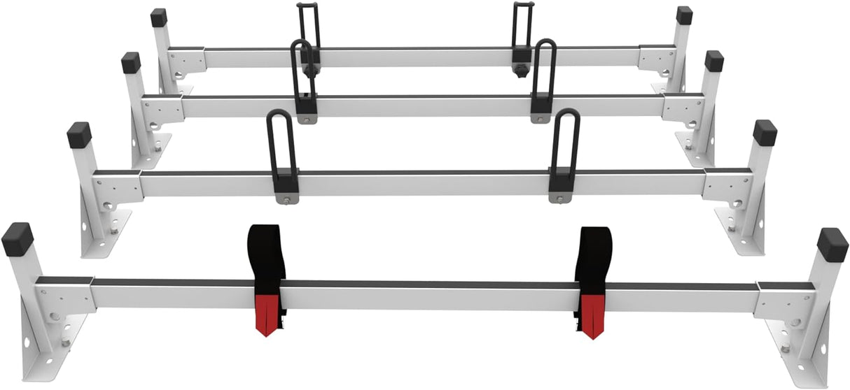 MELIPRON Roof Ladder Rack Fit for 2015-On Ford Transit 150 250 350 4 Crossbars Cargo Van Max Load Capacity 1000lbs-10