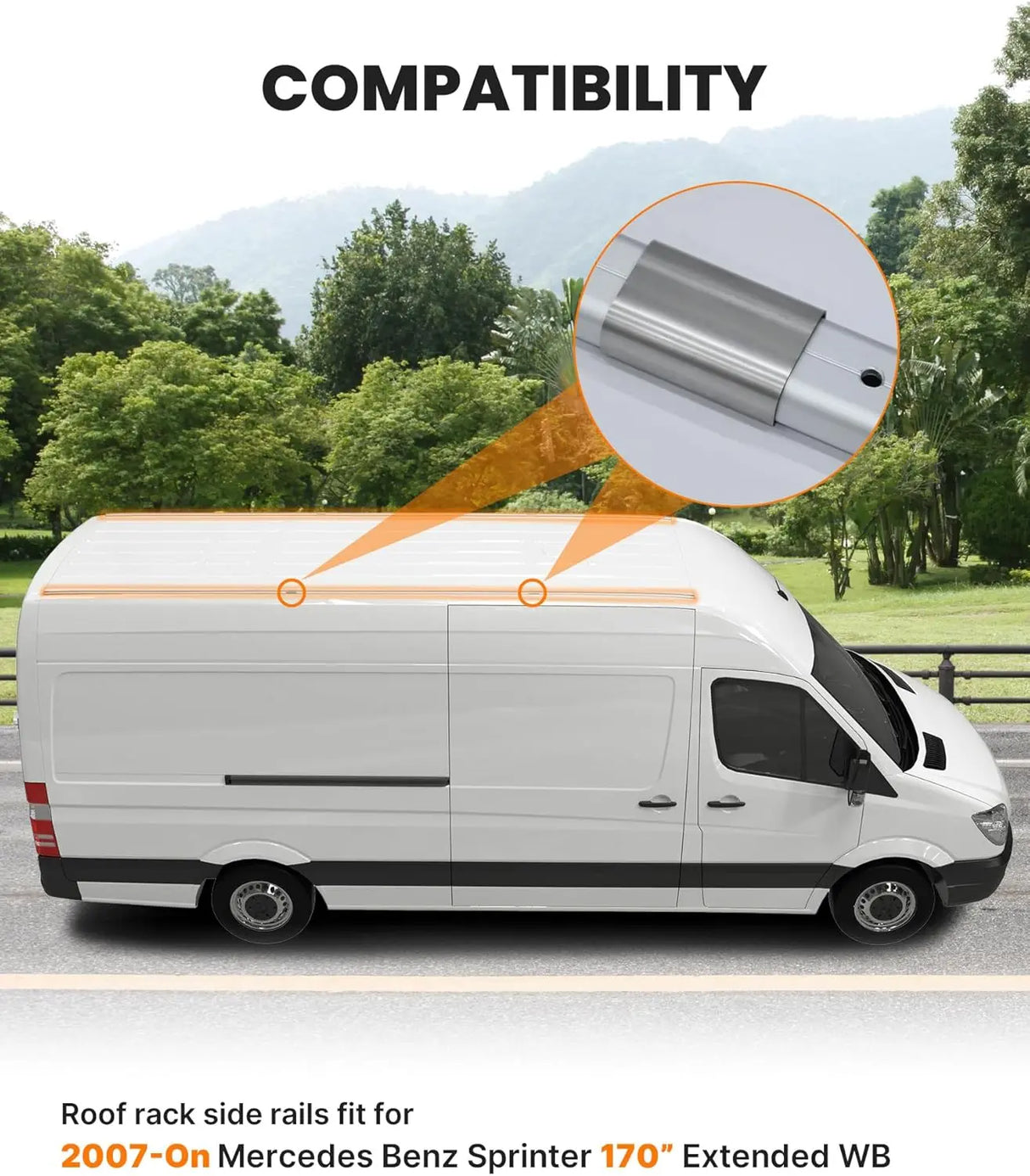 Roof Rack Side Rails Fit for Sprinter Van 170" ext WB-7
