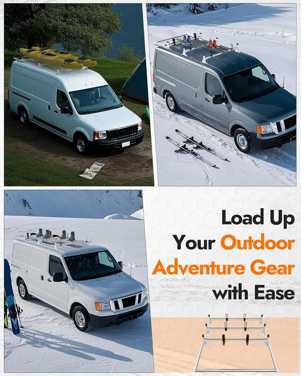Van Roof Ladder Racks with Rear Roller Bar for 2011-2025 Nissan NV 1500 2500 3500 - MELIPRON