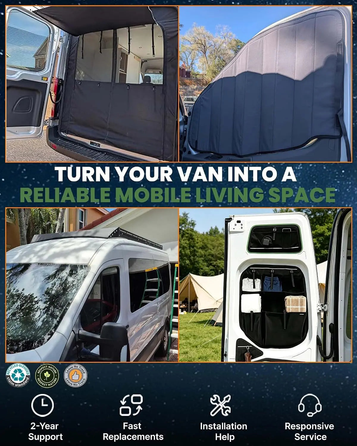 Melipron Van Ventilation & Privacy Kit – Magnetic Roof Vent Cover + Rear Door Bug Screen for Camper Vans