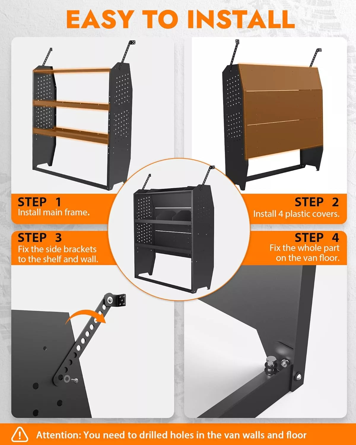 Melipron 46" H x 13" D Steel Cargo Van Shelving Storage-8