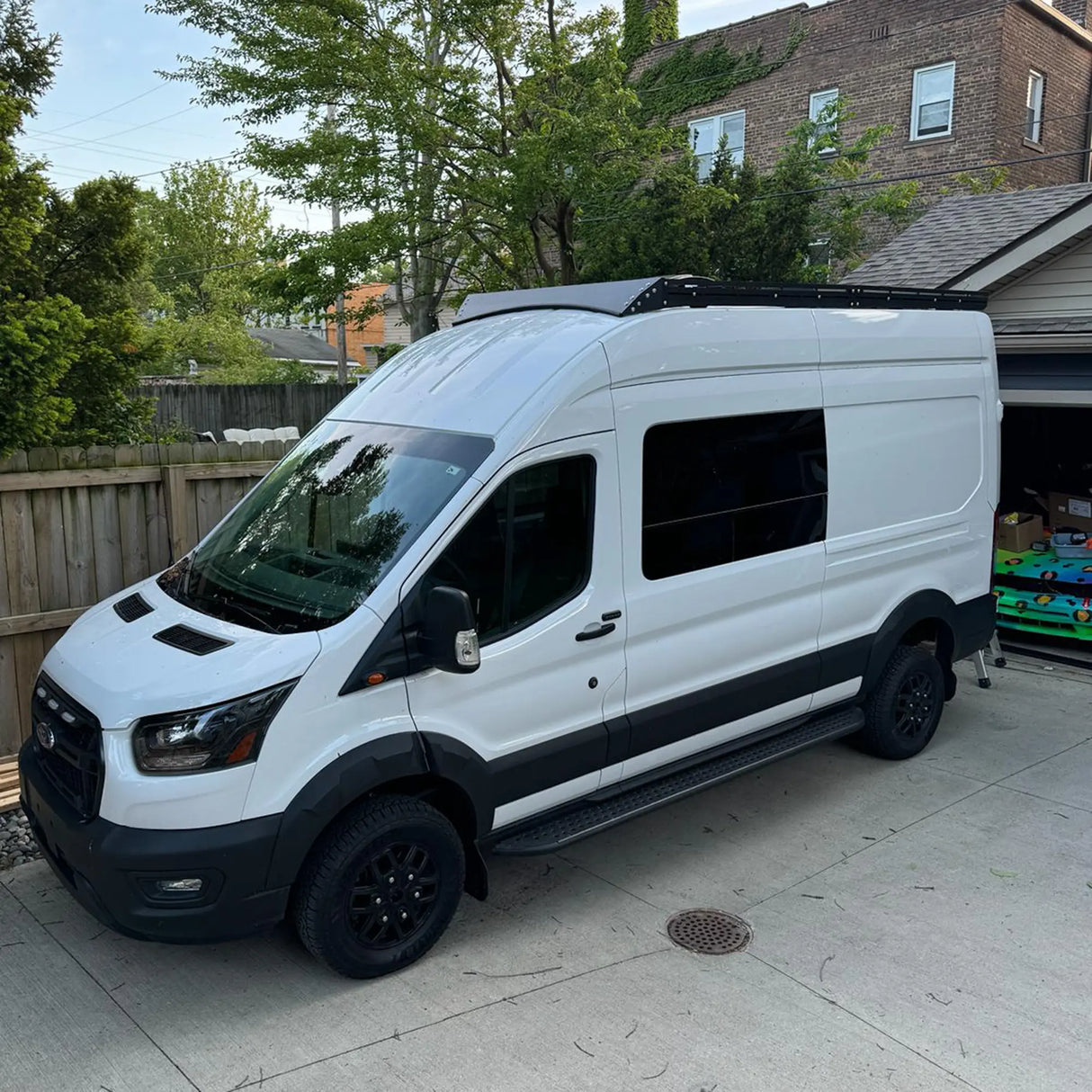 Melipron Aluminum Van Roof Rack Pro for Ford Transit 148" – Solar Panel Brackets & Wind Fairing