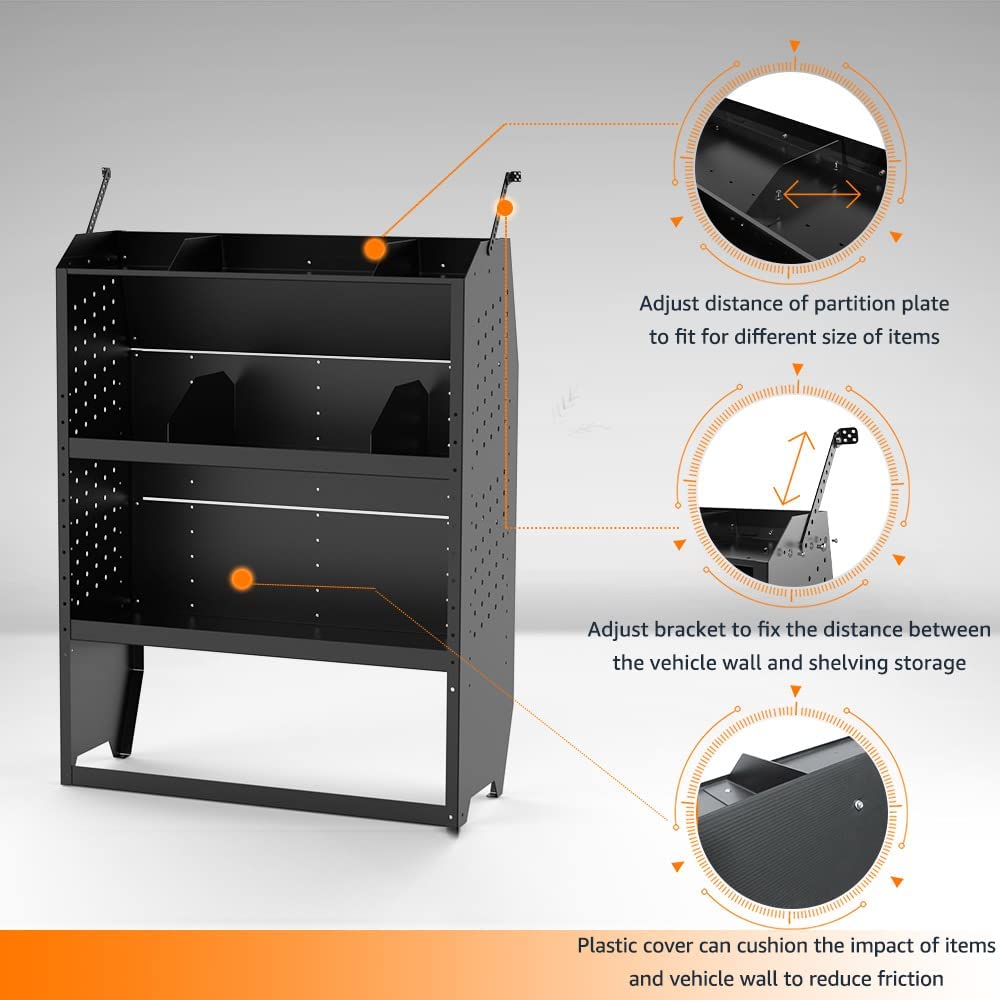 Melipron Steel Cargo Van Shelving Storage System Fit for NV200, Transit Connect 2014+, Chevy-11