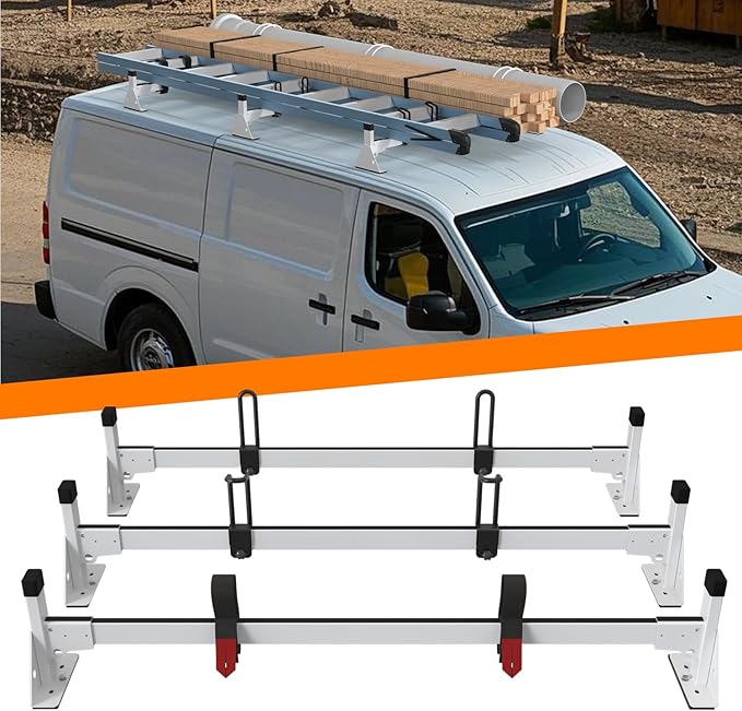 Van Roof Ladder Racks with Rear Roller Bar for 2011-2025 Nissan NV 1500 2500 3500 - MELIPRON