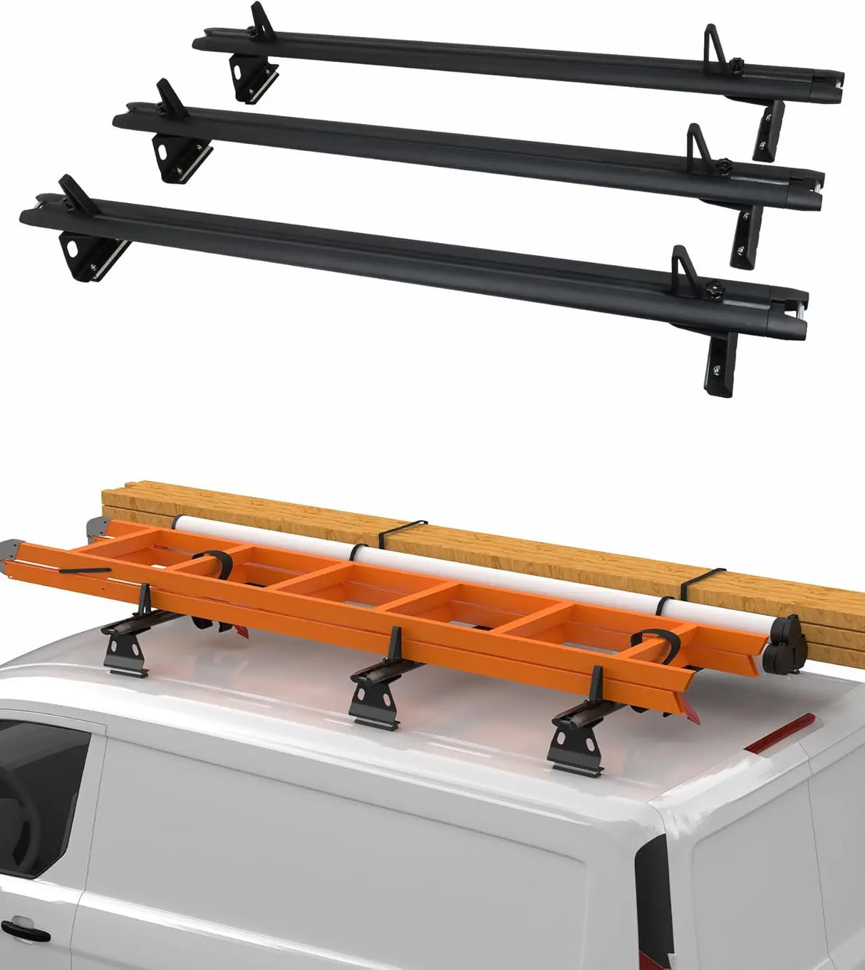 3 Crossbars 63" Aluminum Van Roof Rack for Ford Transit, Ram Promaster, Nissan NV - MELIPRON
