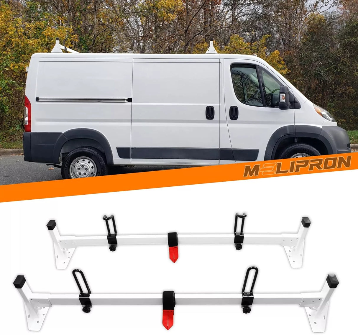 Melipron 2 Crossbars Van Roof Ladder Racks-1