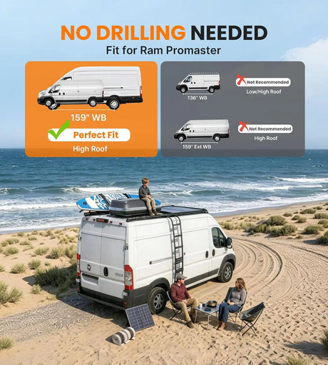 Melipron Aluminum Van Roof Rack for RAM ProMaster 159" High Roof