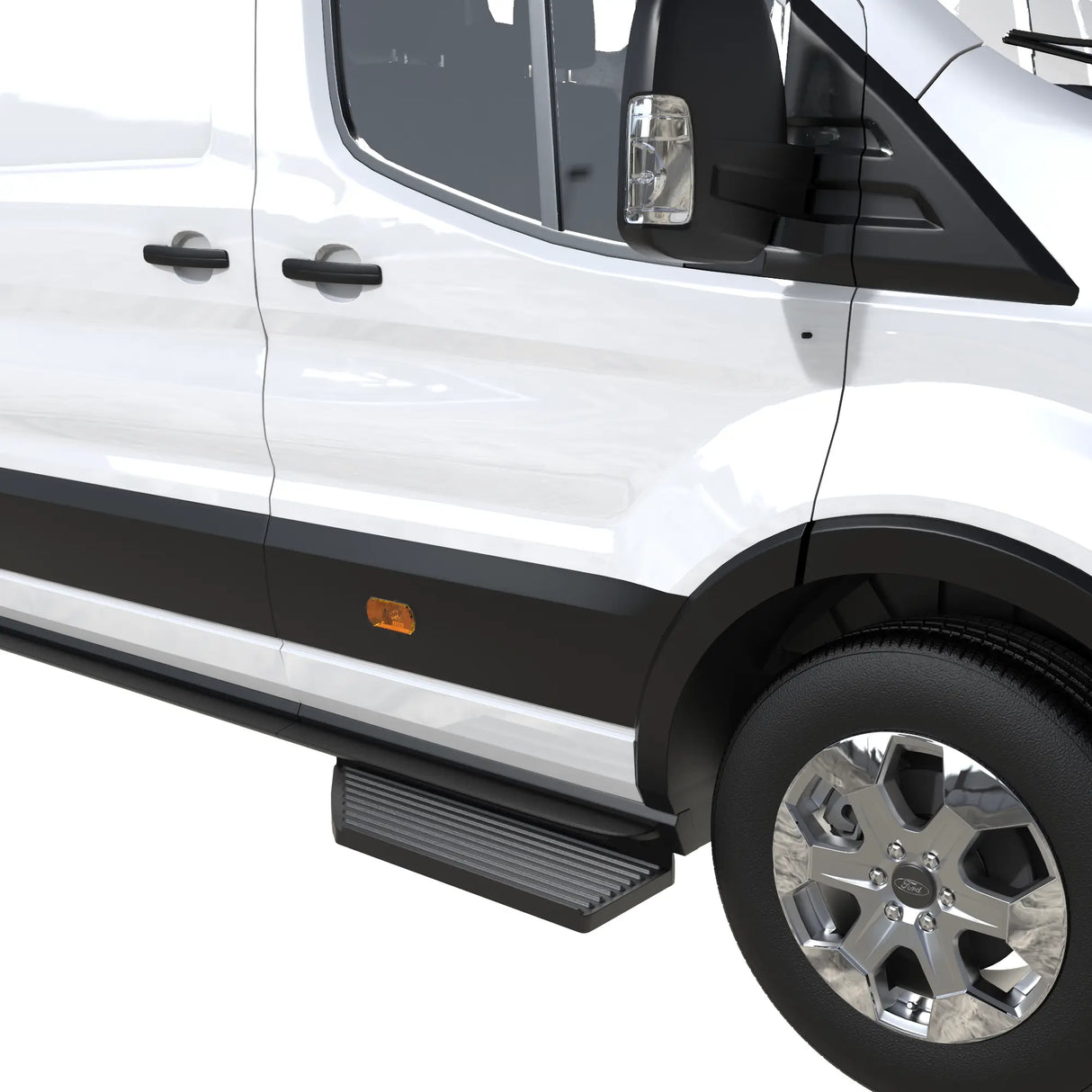 Running Board Fits for Ford Transit 150, 250, 350, Aluminum Rear Side Steps for Van No-Drilling Required-3