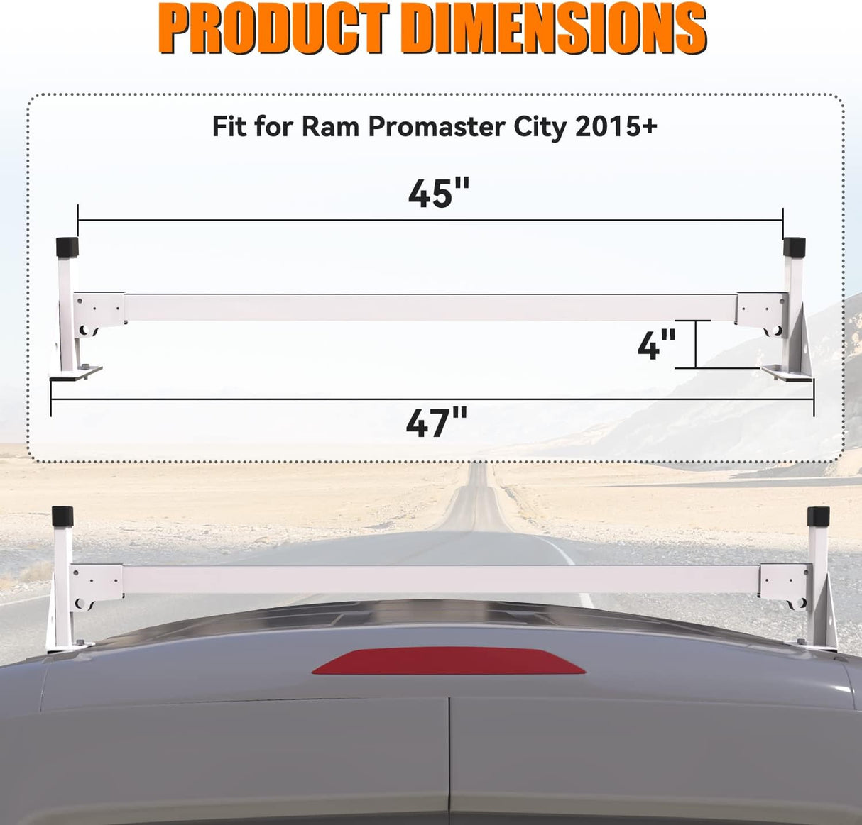 Van Roof Ladder Rack for RAM ProMaster City 2 Bars - MELIPRON