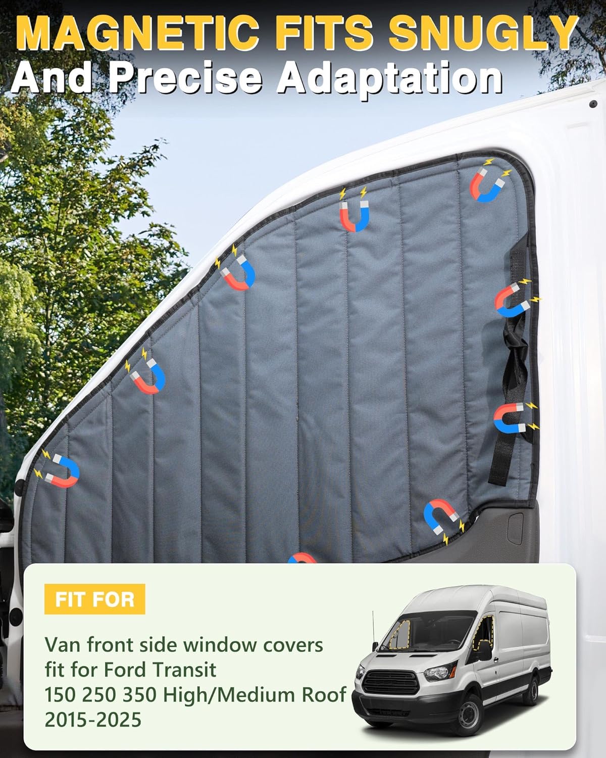 Insulated Blackout Van Window Covers for Ford Transit 150 250 350 - MELIPRON