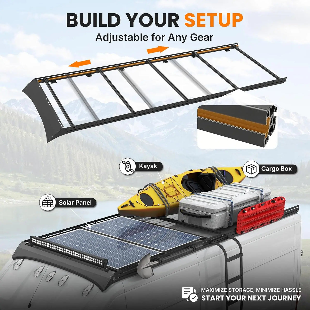 MELIPRON Aluminum Van Roof Rack for RAM ProMaster 159" WB EXT High Roof