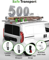 Van Roof Ladder Racks for RAM ProMaster City 2 Bars with Rear Cargo Roller - MELIPRON