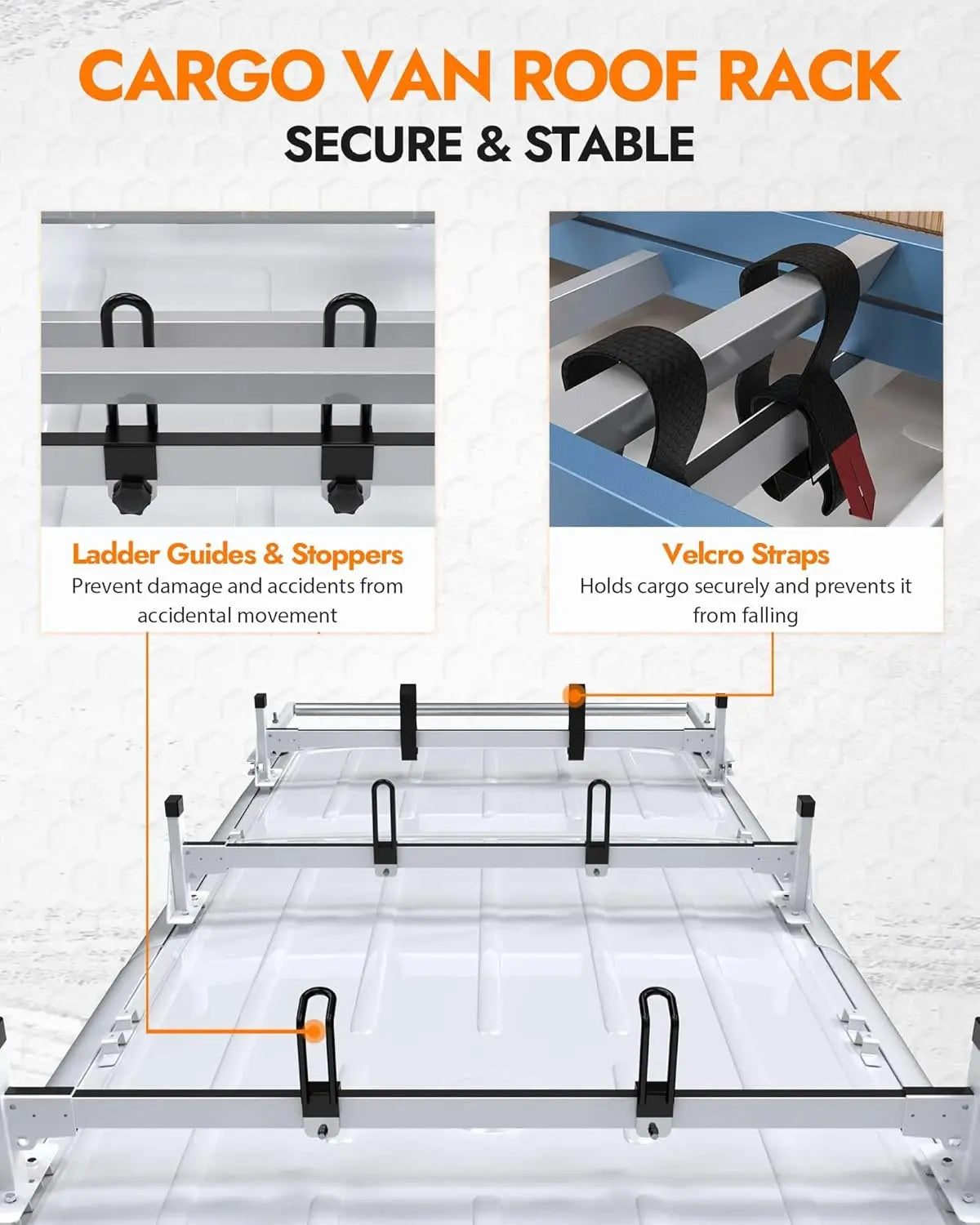 Van Roof Ladder Racks with Rear Roller Bar for 2011-2025 Nissan NV 1500 2500 3500 - MELIPRON