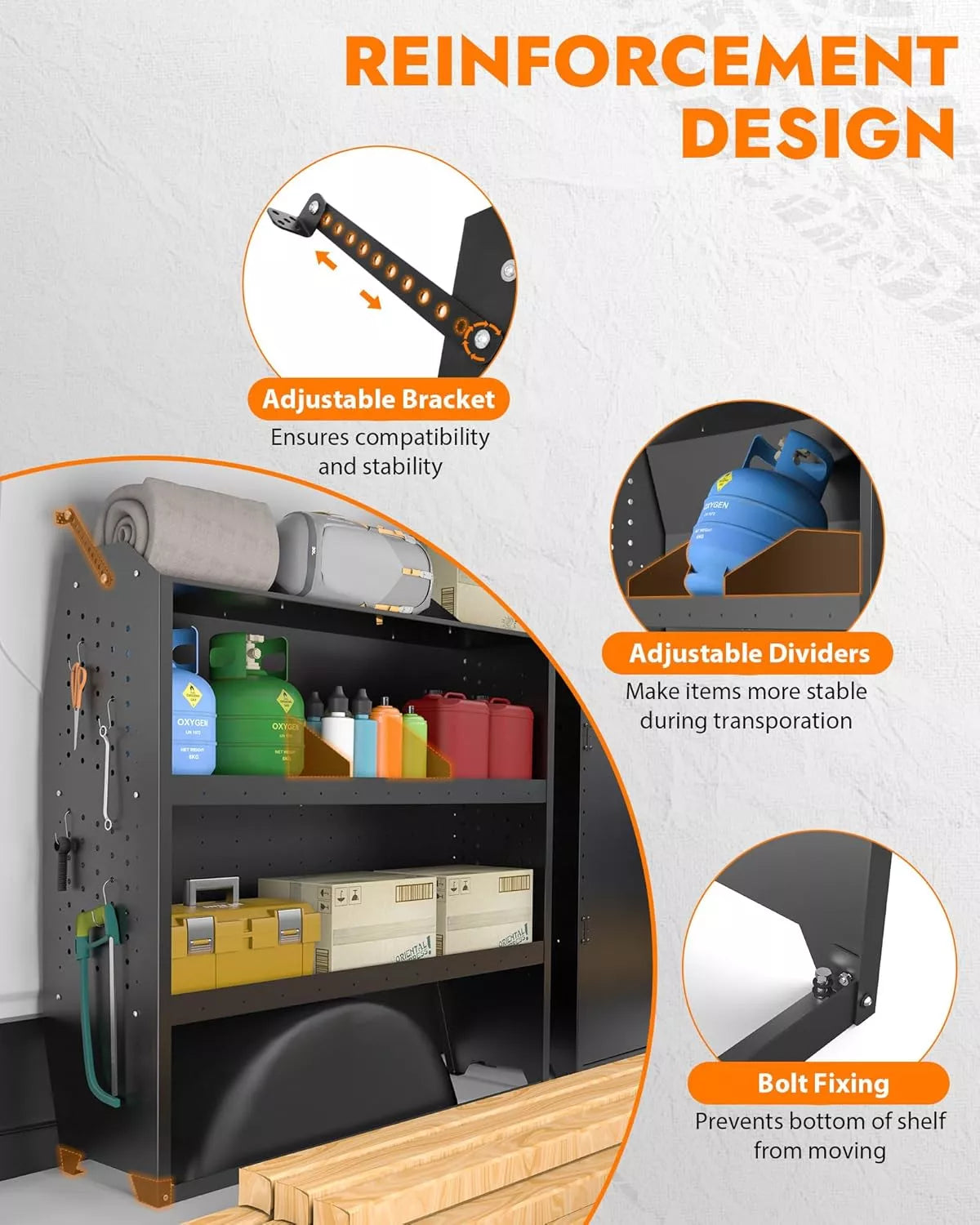 Melipron 46" H x 13" D Steel Cargo Van Shelving Storage-4