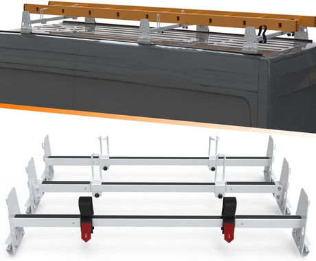 melipron ladder rack for van for 1996-2023 Chevy Express 1500 2500 3500, Ford E-series, GMC Savana-1