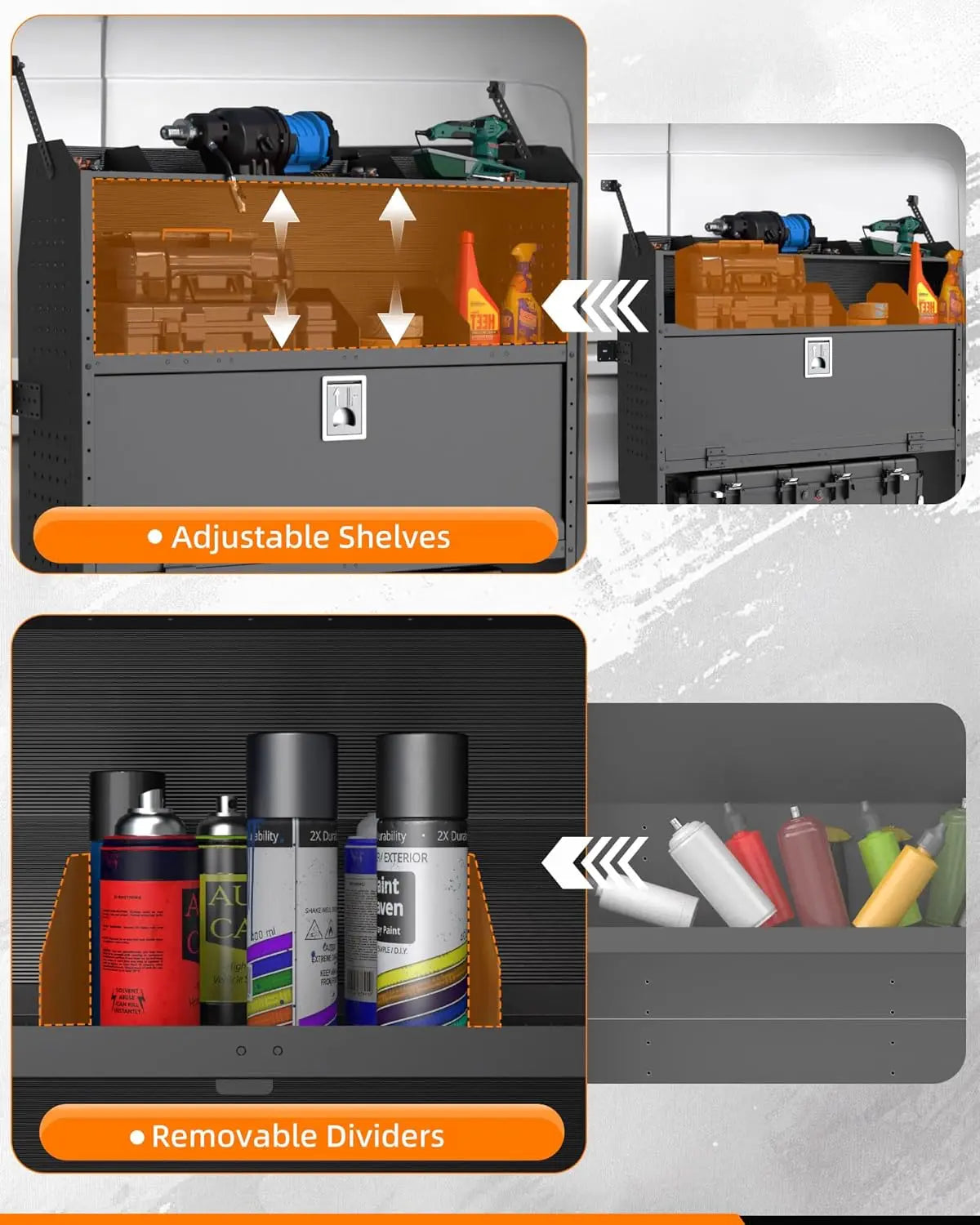 Cargo Van Shelves with Lockable Door Kits-5