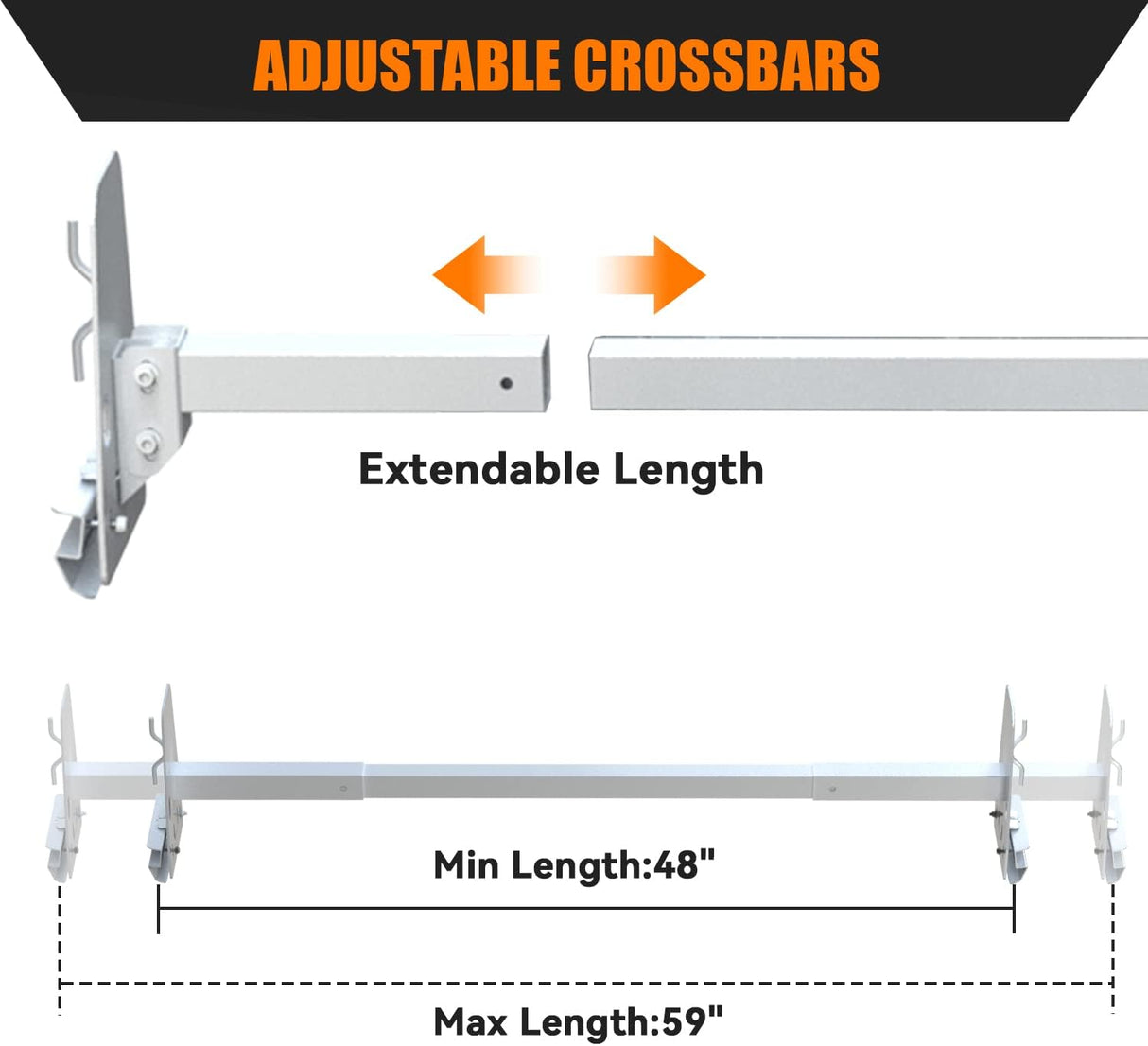 Van Roof Rack for Ford E150 250 350 Chevy Chevrolet Express 1500 2500 3500 GMC Savana with Rain Gutters-13