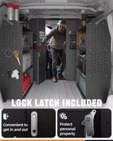 Melipron Van Partition Bulkhead Fit for Ford Transit 150 250 350 Low Roof with Door Handle-2