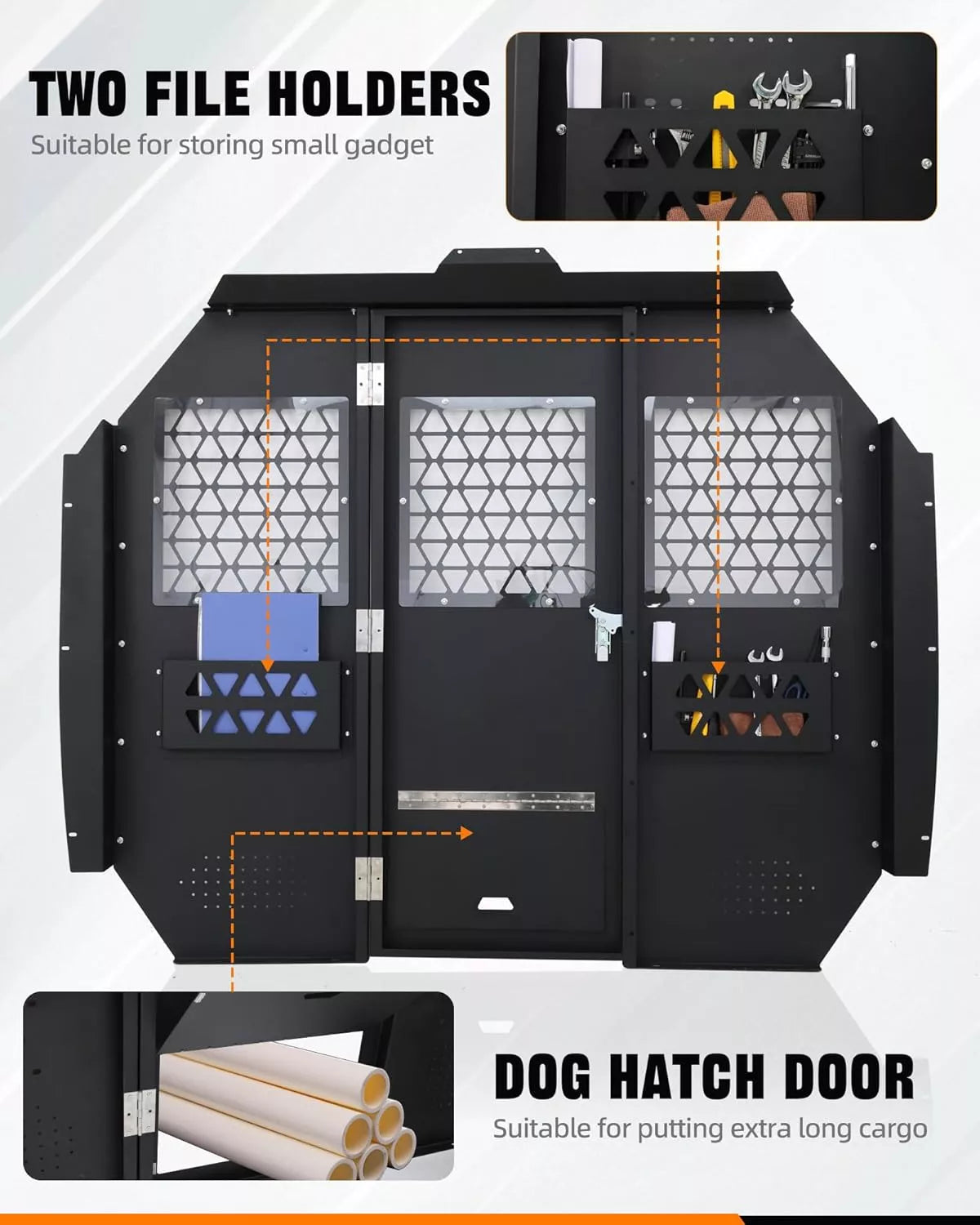 Melipron Van Partition Bulkhead Fit for Ford Transit 150 250 350 Low Roof with Door Handle-7