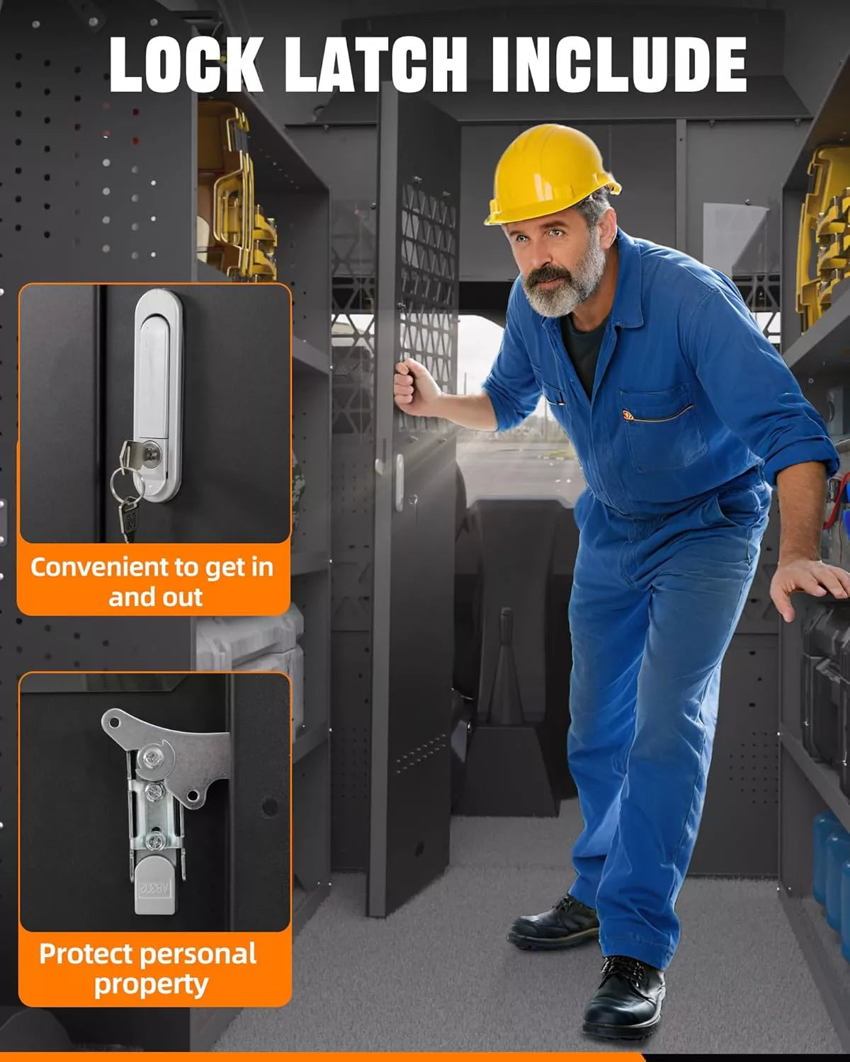 MELIPRON Van Partition Bulkhead Fit for Ford Transit 150 250 350 High Roof with Door Handle