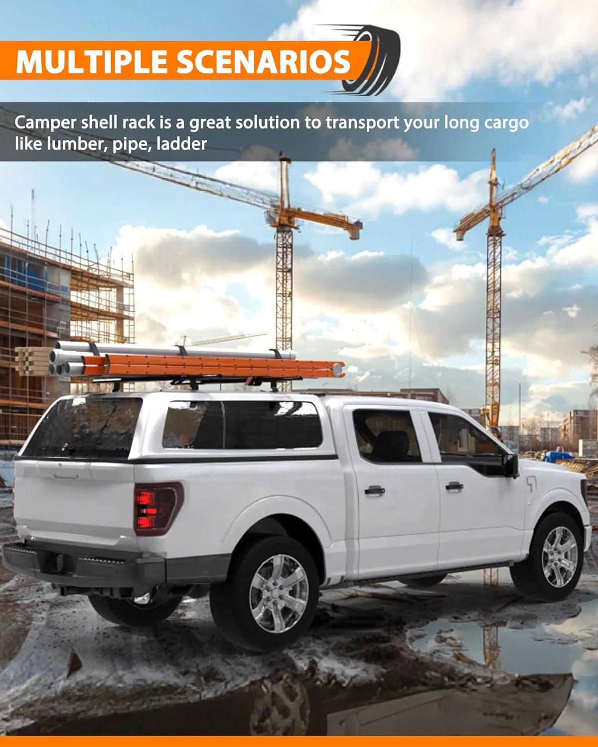 Melipron Aluminum Truck Topper Rack for Trailer Van Pickup-9