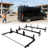 800lbs Van Roof Ladder Rack with Rear Roller Fits for 2015-2025 Ford Transit 150 250 350, Steel Cargo Van Rack with Anti-Rust Coating, Ideal for Transporting Ladders, Pipes-1